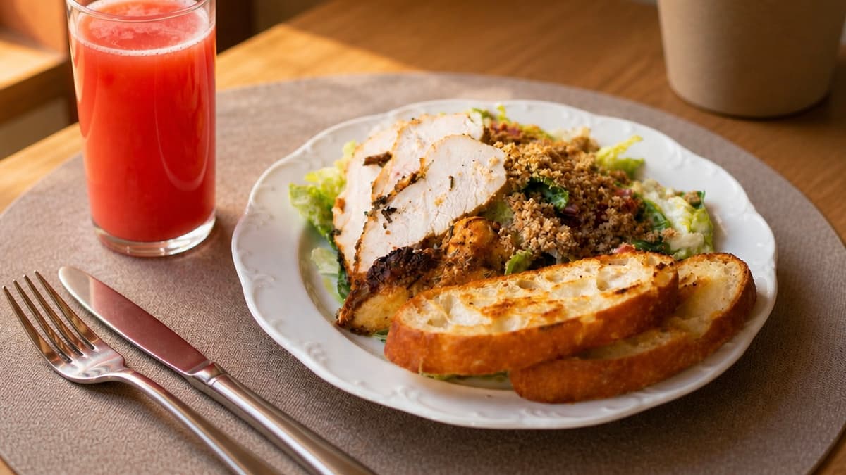 Caesar Salat mit Hähnchen – Frühstück im ERET Café Mülheim